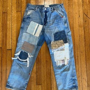Free People Patchwork Denim Dad Jean